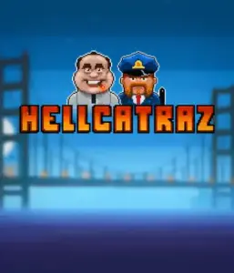 Enter the exciting world of the Hellcatraz game by Relax Gaming, highlighting a comic-style prisoner and a guard with the infamous Alcatraz prison and San Francisco skyline in the background. This image portrays the adventure and mischief of an Alcatraz-inspired game, ideal for those who enjoy playful themes, providing a captivating gaming experience. 